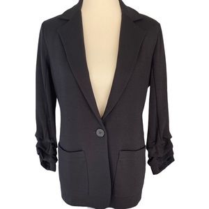 Bailey 44 Black T-Shirt Knit Soft Casual Back Full Zipper Accent Blazer Medium